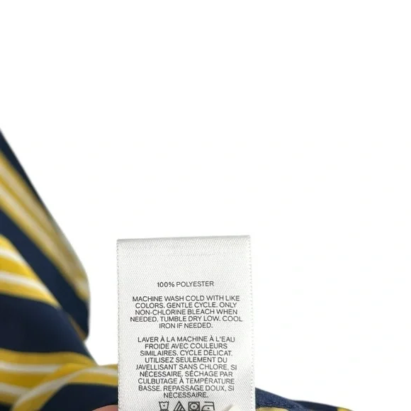 EXPRESS Yellow Navy Stripe Long Sleeve Front Knot Cocktail Flowy Dress Large - Picture 6 of 7